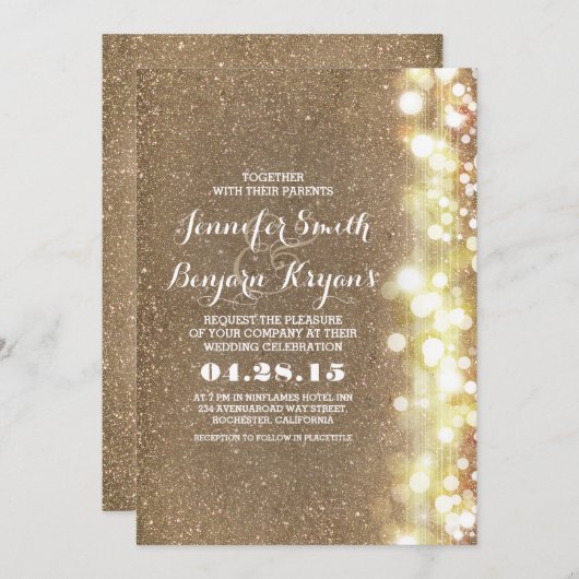 Invitation parties scintillant string lumières glamours maria (Devant / Derrière)