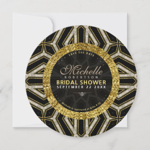 Invitation Parties scintillant Style Gold Croix Noire Fête de