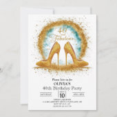 Invitation Parties scintillant Stylish Digital Gold 40e anniv (Devant)