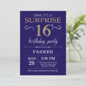 Invitation Parties scintillant surprise 16e anniversaire Navy (Debout devant)