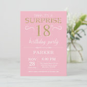 Invitation Parties scintillant surprise 18e anniversaire rose (Debout devant)