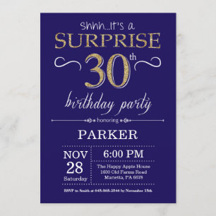 Invitation Parties scintillant surprise 30e anniversaire Mari