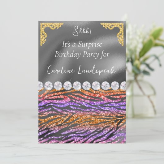 Invitation Parties scintillant Surprise Anniversaire Purple O (Debout devant)
