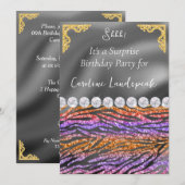 Invitation Parties scintillant Surprise Anniversaire Purple O (Devant / Derrière)