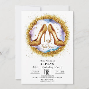 Invitation Parties scintillant Surprise Digital Gold 40e anni