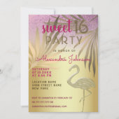 Invitation Parties scintillant Sweet 16 Flamants roses rose e (Devant)