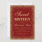 Invitation Parties scintillant Sweet 16 Red Watercolor Party (Devant)