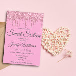 Invitation parties scintillant sweet sixteen de luxe rose gou<br><div class="desc">sweet sixteen rose luxe goutte parties scintillant anniversaire Invitation,  personnalisée</div>