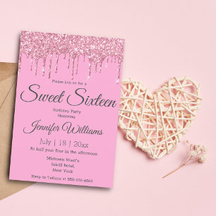 Invitation parties scintillant sweet sixteen de luxe rose gou