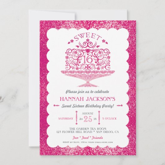 Invitation Parties scintillant Sweet sixteen Lacy Anniversair (Devant)