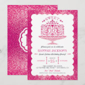 Invitation Parties scintillant Sweet sixteen Lacy Anniversair (Devant / Derrière)