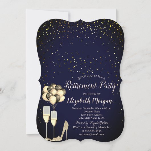 Invitation Parties scintillant talons hauts, Confetti Blue Re (Devant)