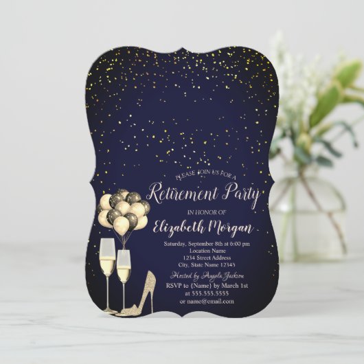 Invitation Parties scintillant talons hauts, Confetti Blue Re (Debout devant)