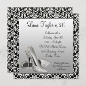 Invitation Parties scintillant talons hauts Noir Damas fête d (Devant / Derrière)
