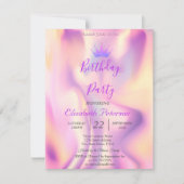 Invitation Parties scintillant Tiara Holographic Anniversaire (Devant)
