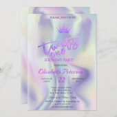 Invitation Parties scintillant Tiara Holographie 21ème annive (Devant / Derrière)