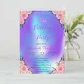 Invitation Parties scintillant Tiara Roses Ombre Holographiqu (Debout devant)