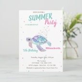 Invitation Parties scintillant Tortue Anniversaire d'été (Debout devant)