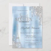 Invitation Parties scintillant, Tour Eiffel Bleu Metallic Swe (Devant)