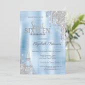 Invitation Parties scintillant, Tour Eiffel Bleu Metallic Swe (Debout devant)