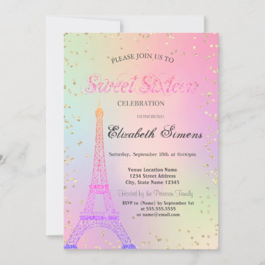 Invitation Parties scintillant Tour Eiffel Diamants Holograph (Devant)