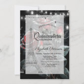 Invitation Parties scintillant Tour Eiffel, Drops Rose foncé (Devant)