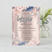 Invitation Parties scintillant, Tour Eiffel Fleurs 21e annive (Debout devant)