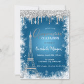Invitation Parties scintillant, Tour Eiffel, Flocon de neige  (Devant)