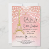Invitation Parties scintillant Tour Eiffel Or Éclairage doux  (Devant)