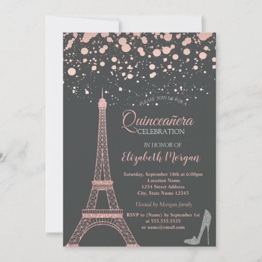 Invitation Parties scintillant Tour Eiffel, Points de talons (Devant)