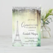 Invitation Parties scintillant, Tour Eiffel Quinceanera verte (Debout devant)
