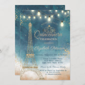 Invitation Parties scintillant Tour Eiffel, Tiara Aquarelle Q (Devant / Derrière)