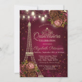 Invitation Parties scintillant Tour Eiffel, Tiara Roses Red Q (Devant)