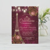 Invitation Parties scintillant Tour Eiffel, Tiara Roses Red Q (Debout devant)