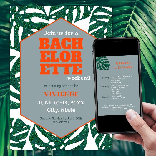 Invitation Parties scintillant Tropical Bachelorette Party Mo
