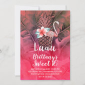 Invitation Parties scintillant tropicale rose ananas Luau Swe (Devant)