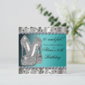 Invitation Parties scintillant Turquoise argent haute talons  (Debout devant)