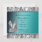 Invitation Parties scintillant Turquoise argent haute talons  (Dos)