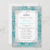 Invitation Parties scintillant Turquoise Argent hiver Wonderl (Devant)