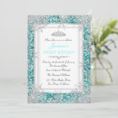 Invitation Parties scintillant Turquoise Argent hiver Wonderl (Debout devant)