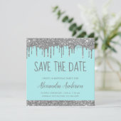 Invitation Parties scintillant Turquoise argent moderne Sweet (Debout devant)