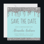 Invitation Parties scintillant Turquoise argent moderne Sweet<br><div class="desc">Sweet sixteen de Parties scintillant Turquoise Aqua Blue Sparkly Silver - 16 Fête d'anniversaire de la fille Enregistrer la date Invitation. Cette invitation girly est parfaite pour la Parties scintillant étincelante Sweet 16th Birthday Party qui cherche à célébrer dans Rose Rose Gold.</div>