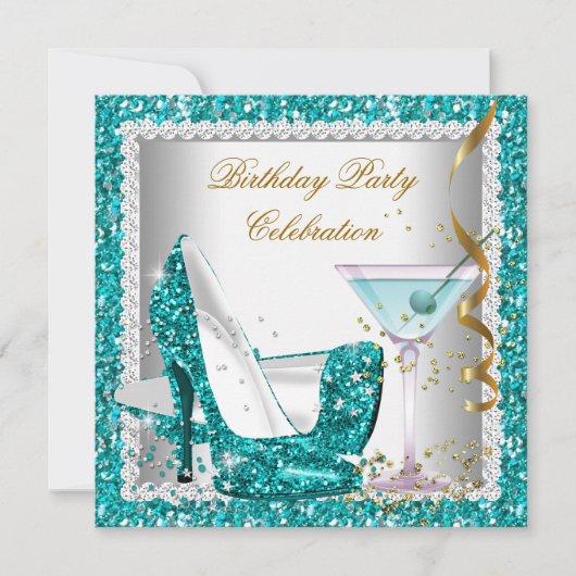 Invitation Parties scintillant Turquoise Bleu Haut talon Chau (Devant)