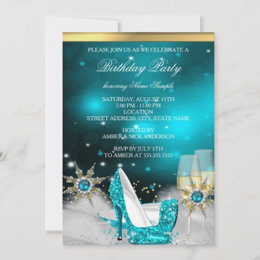 Invitation Parties scintillant Turquoise Bleu Haut talon Chau (Devant)