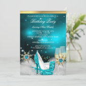 Invitation Parties scintillant Turquoise Bleu Haut talon Chau (Debout devant)