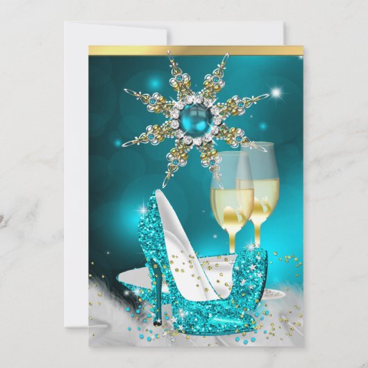 Invitation Parties scintillant Turquoise Bleu Haut talon Chau (Dos)