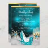 Invitation Parties scintillant Turquoise Bleu Haut talon Chau (Devant / Derrière)