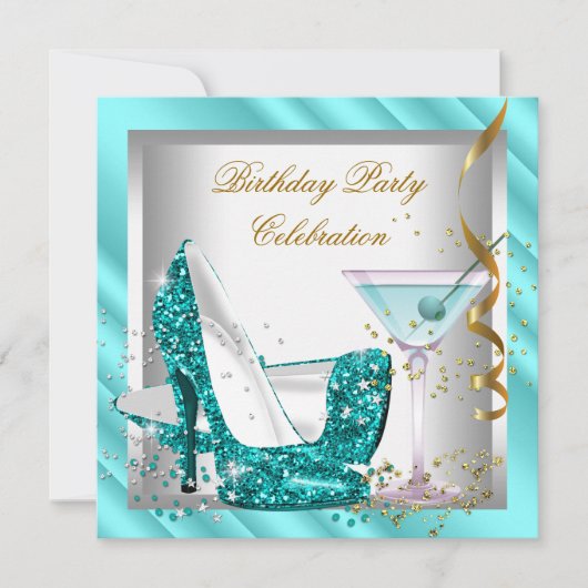 Invitation Parties scintillant Turquoise Bleu Haut talon Chau (Devant)