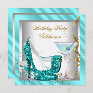 Invitation Parties scintillant Turquoise Bleu Haut talon Chau