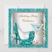 Invitation Parties scintillant Turquoise Bleu Haut talon Chau (Devant)